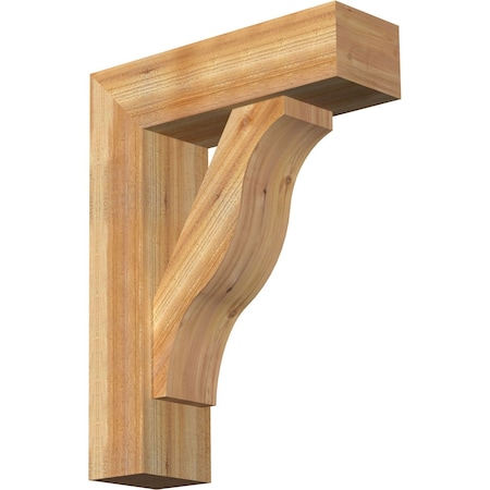 Ekena Millwork Funston Block Rough Sawn Bracket w/ Offset Brace, Western Red Cedar, 8"W x 26"D x 34"H BKT0806X26X34FST05RWR